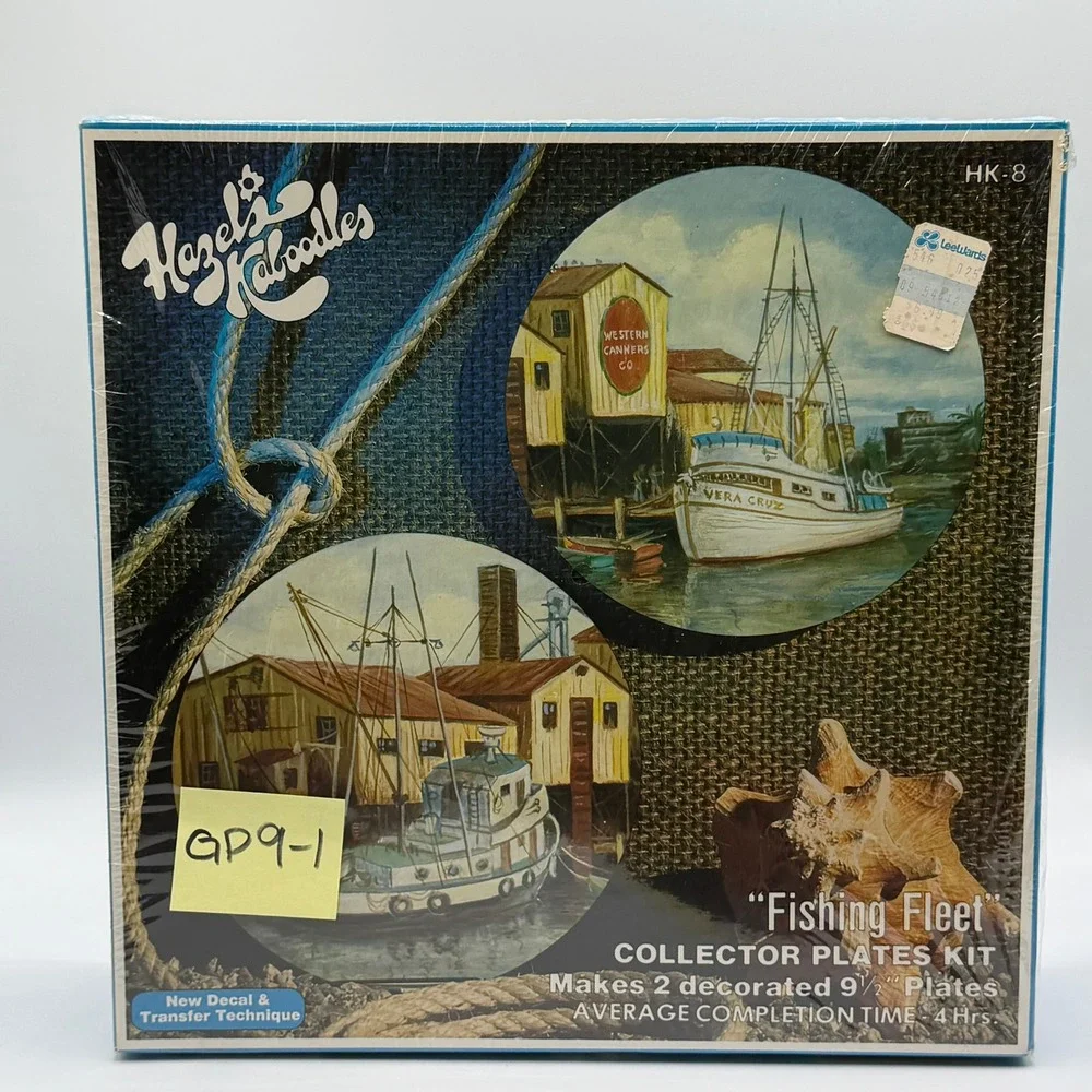 Vintage Hazel Pearson Kaboodles Fishing Fleet Collector Plates Kit HK-8 New